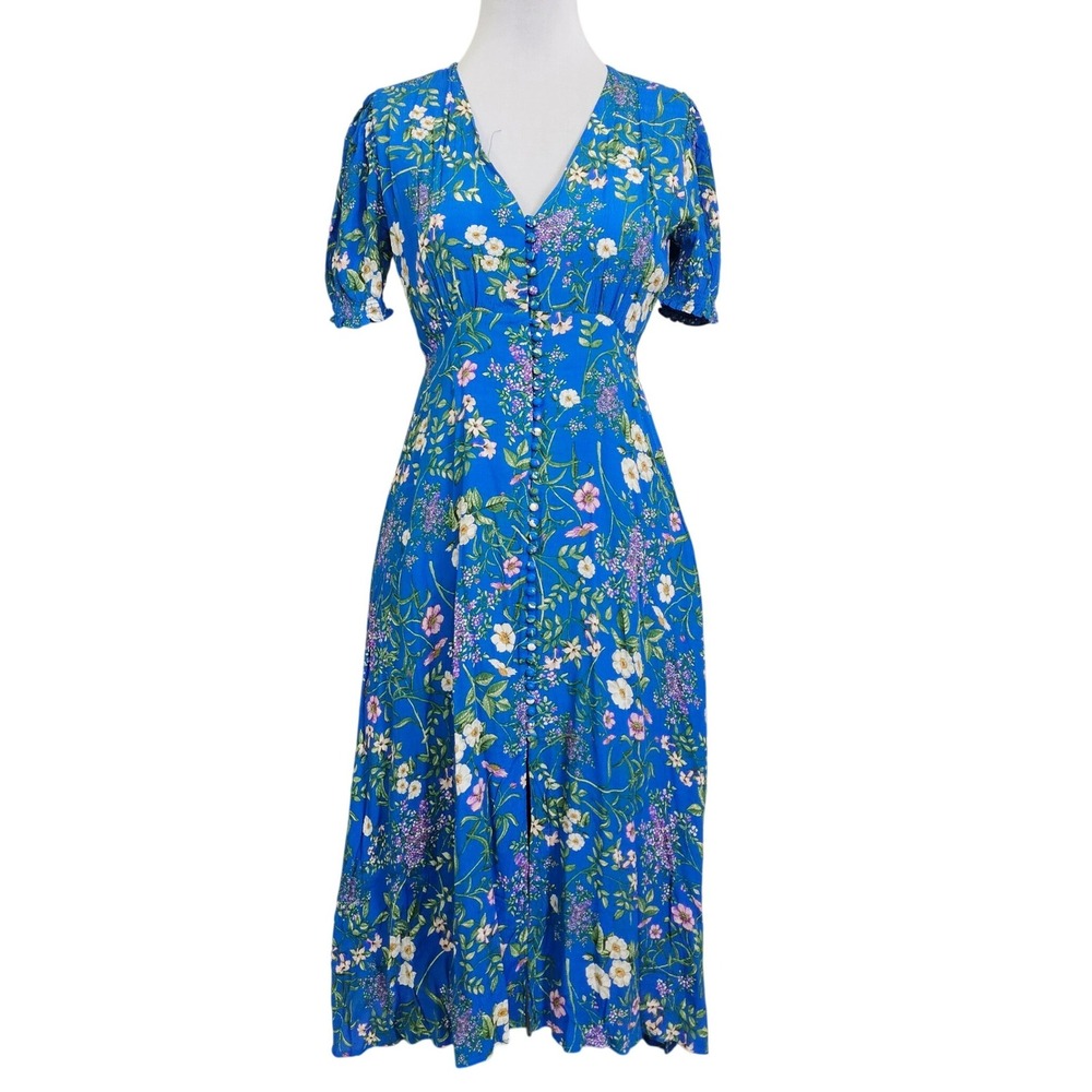 NWT Petal & Pup Brax Floral Dress Blue Ivy Midi Cottagecore Prairie US Medium
